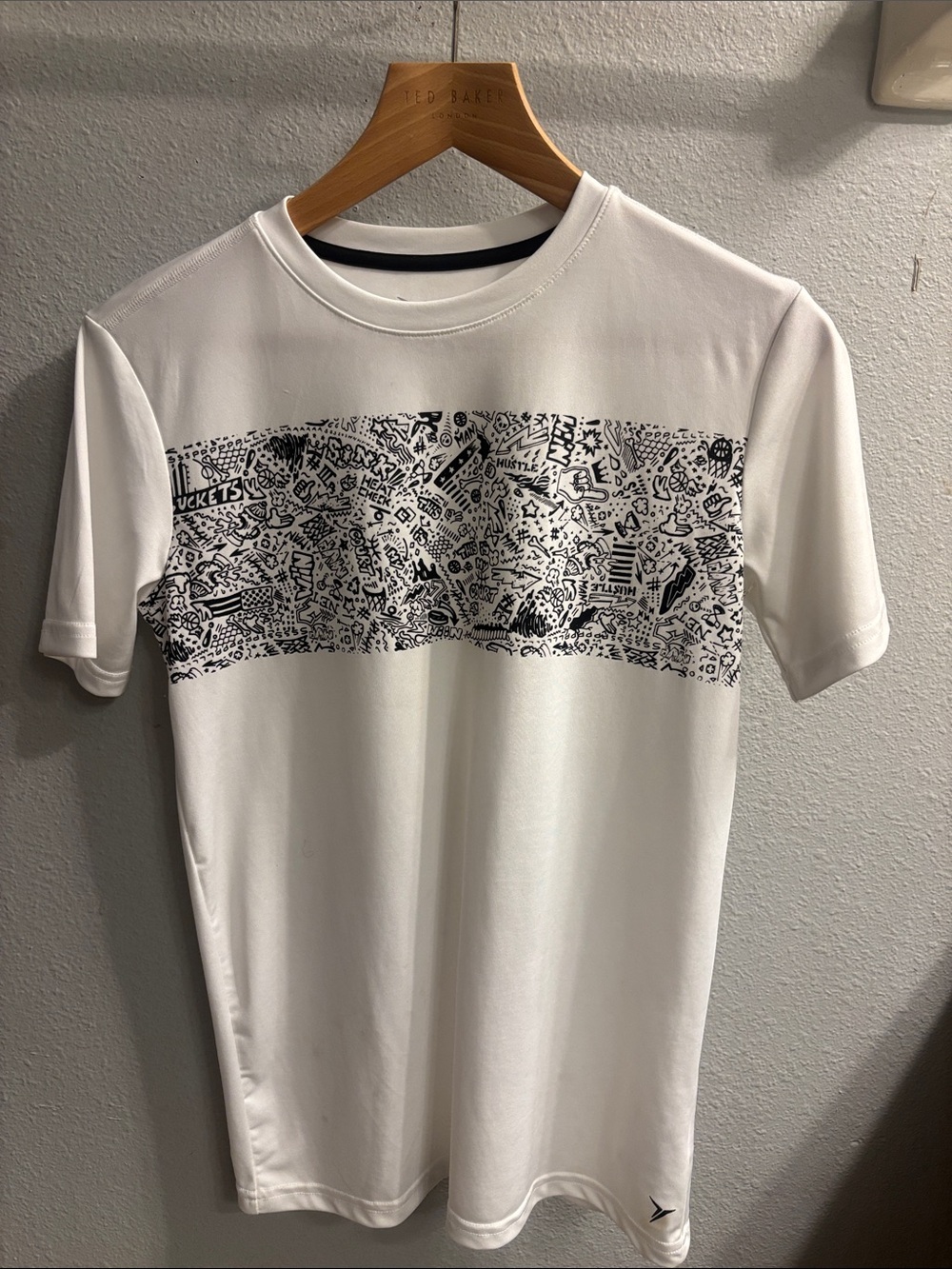 Old Navy White Short Sleeve Tee with Black Graphic Panel